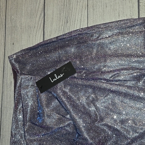 Lulus Faux Wrap Shimmer Midi Skirt Purple Sizes S and L NWT - Picture 4 of 8